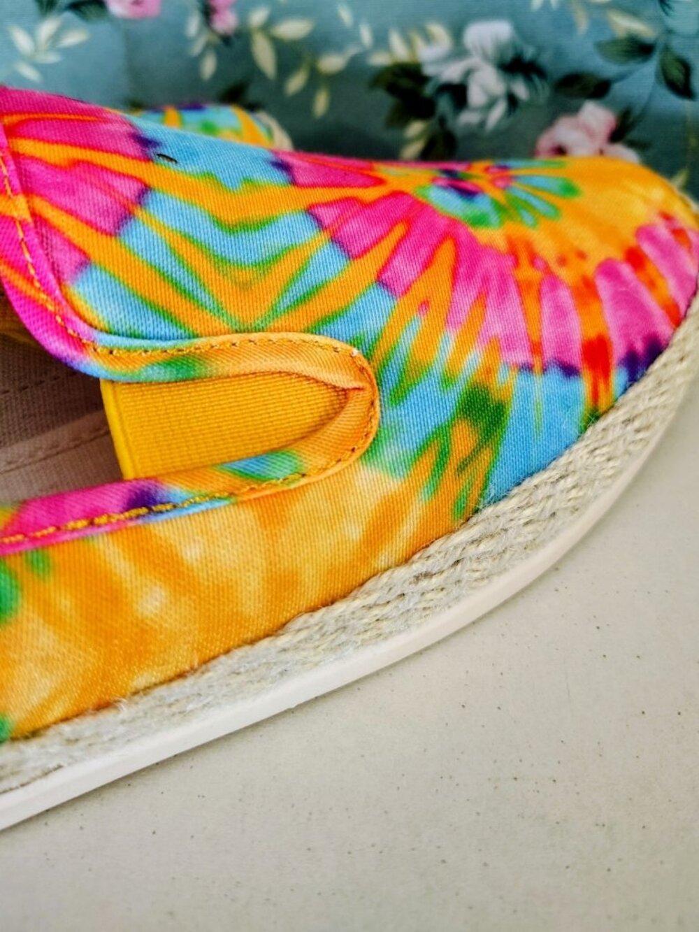NIB Espirit Erika Yellow Pink Tie-Dye Espadrille Sneakers Womens Shoes Size 8 - Picture 8 of 14